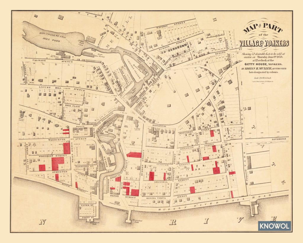 Historic old map of Yonkers, New York from 1859