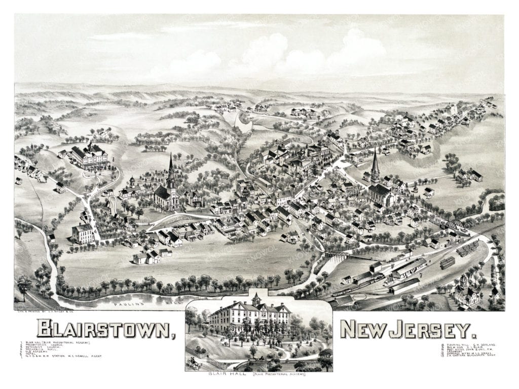 Detailed map of Blairstown, NJ from 1883