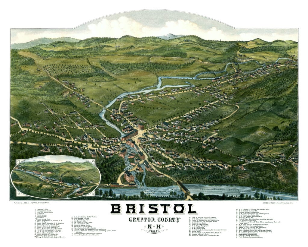 Historic old map of Bristol, New Hampshire from 1884