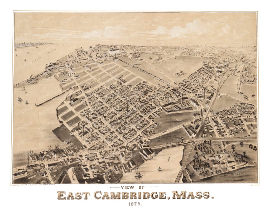 Restored map of East Cambridge, MA from 1879