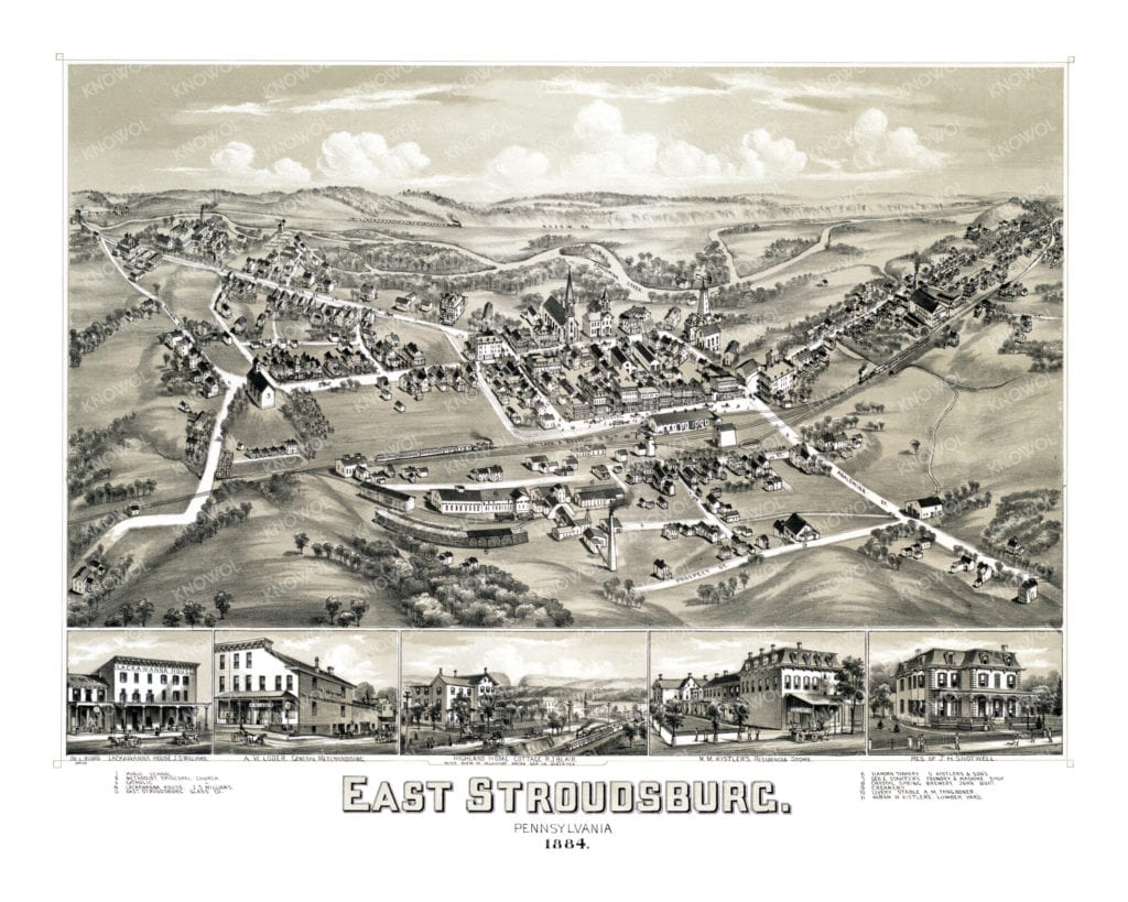 Historic old map of East Stroudsburg, PA from 1884