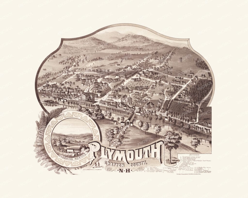 Detailed map of Plymouth, NH from 1883