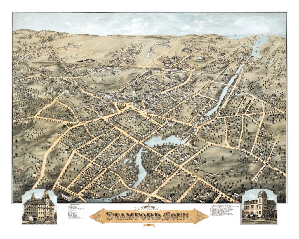 Detailed map of Stamford, CT from 1875