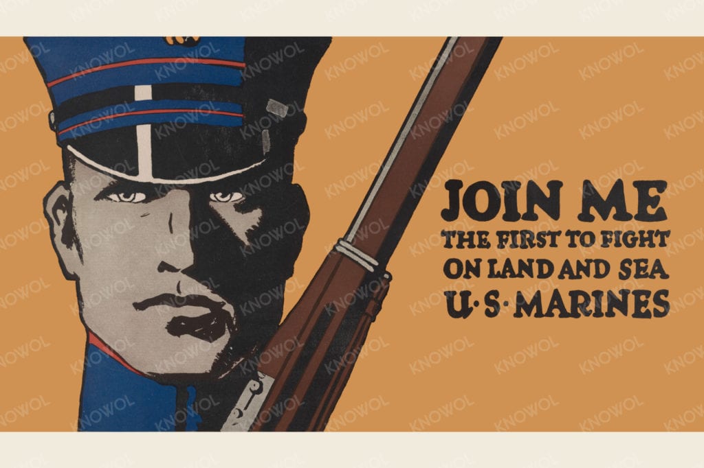 Another U.S. Marines recruiting poster created in 1917 by C.B. Falls.