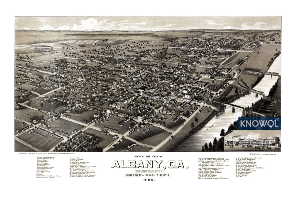 Restored map of Albany, Georgia from 1885