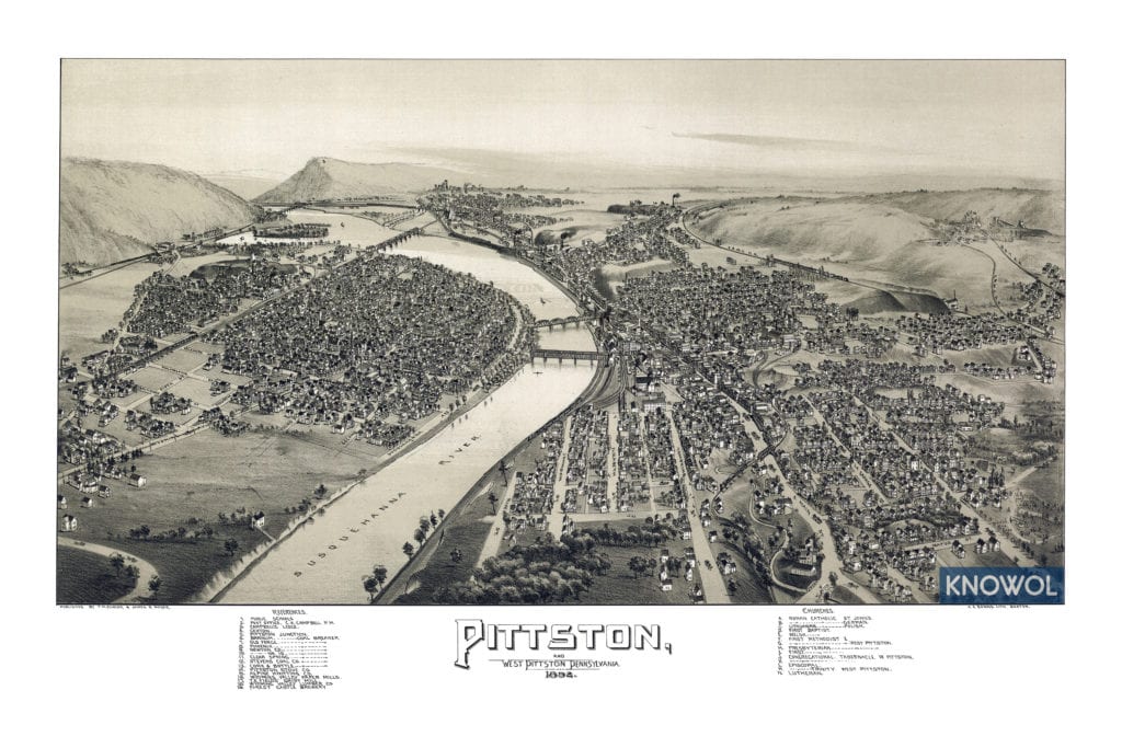 Detailed map of Pittston, Pennsylvania from 1892