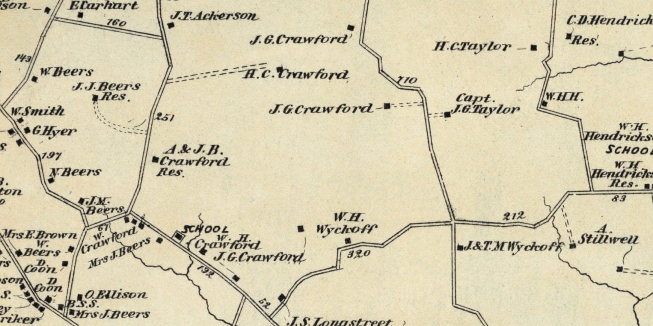 Beautifully restored map of Holmdel, NJ from 1873