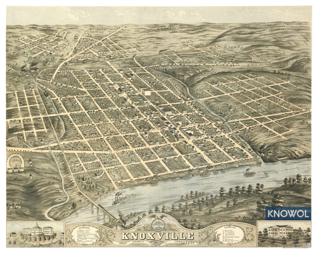 Restored map of Knoxville, TN from 1871
