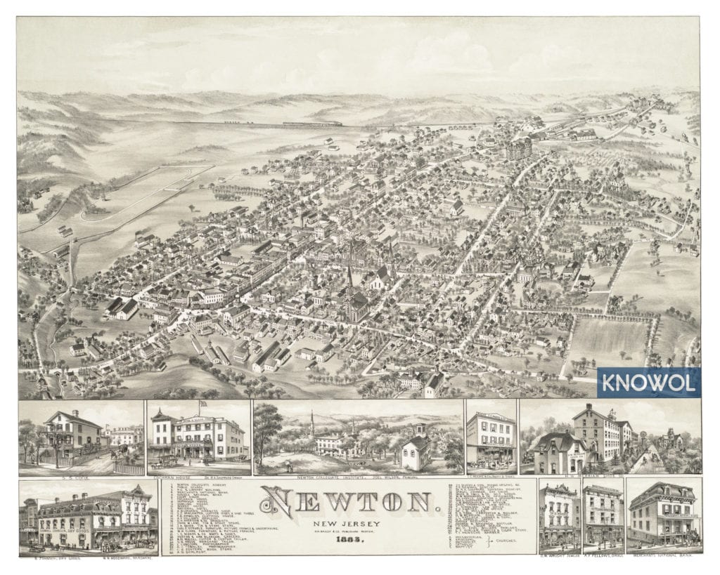 Restored map of Newton, New Jersey from 1883