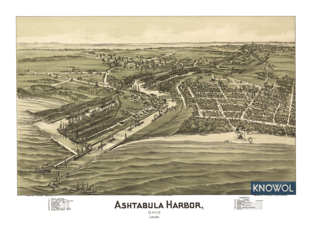 Detailed map of Ashtabula, OH from 1896
