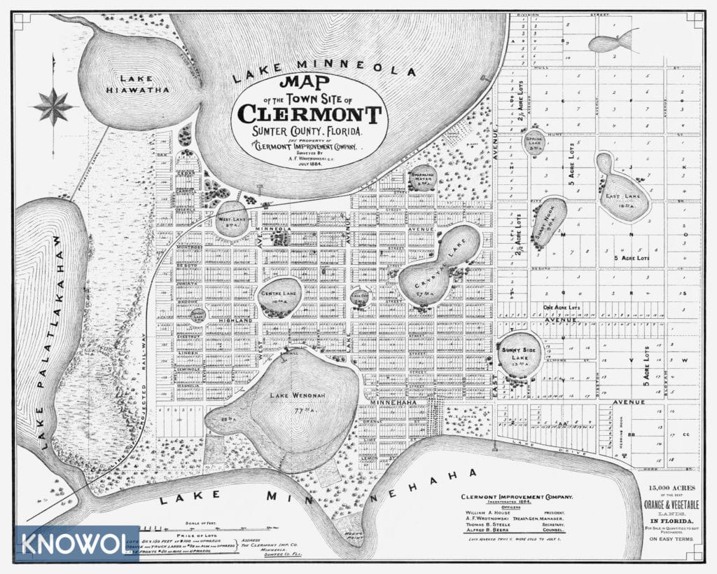 Detailed map of Clermont, Florida from 1884