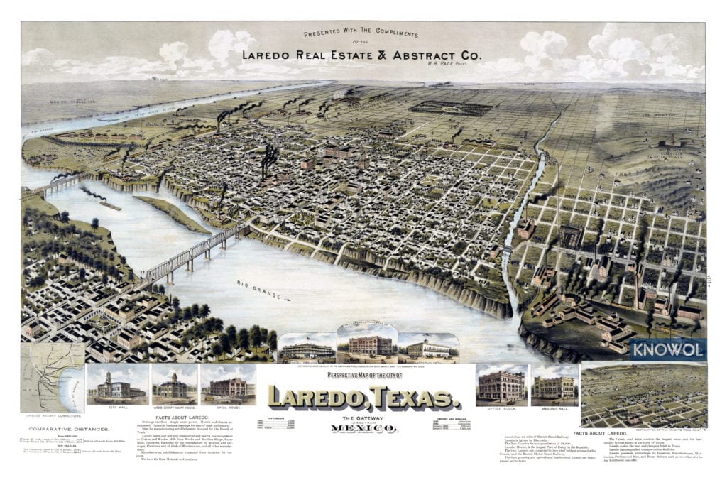 Restored map of Laredo, Texas from 1892