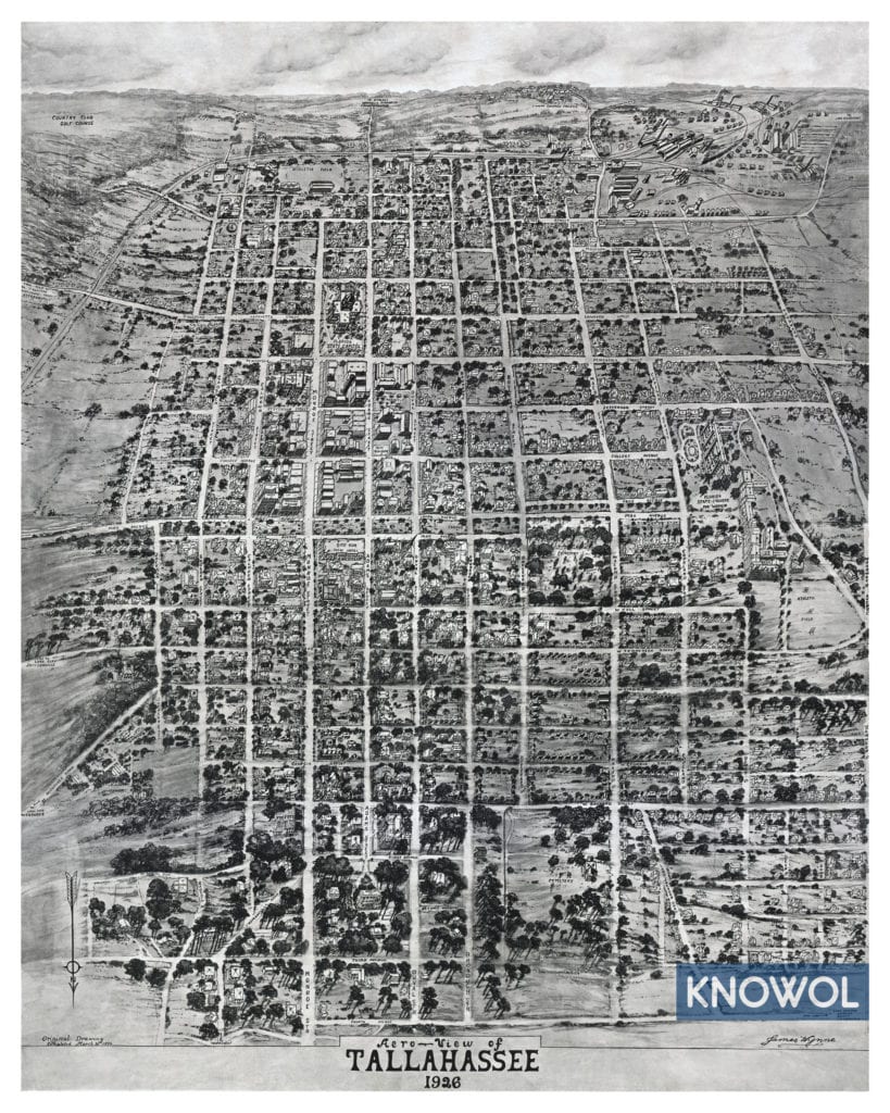 Restored map of Tallahassee, Florida from 1926