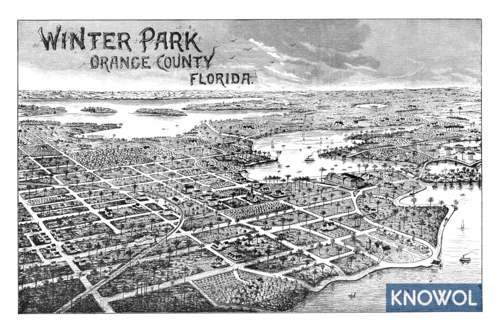 Detailed map of Winter Park, FL from 1885