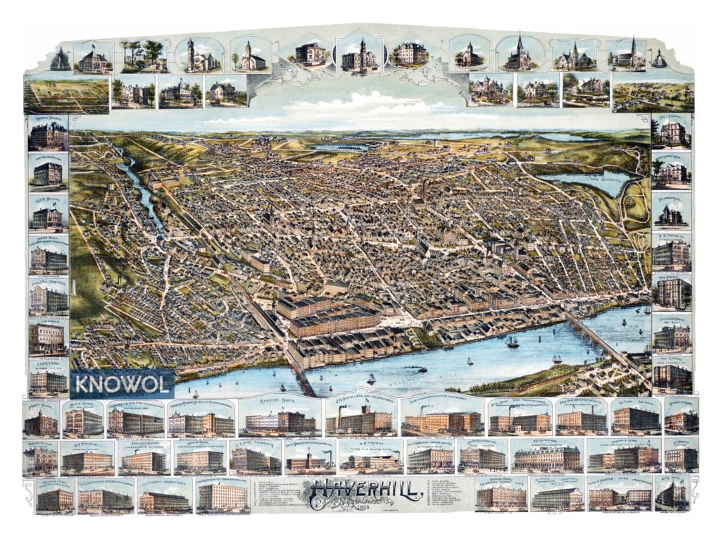 Restored map of Haverhill, Massachusetts in 1893