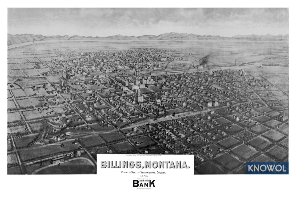 Detailed map of Billings, Montana from 1904