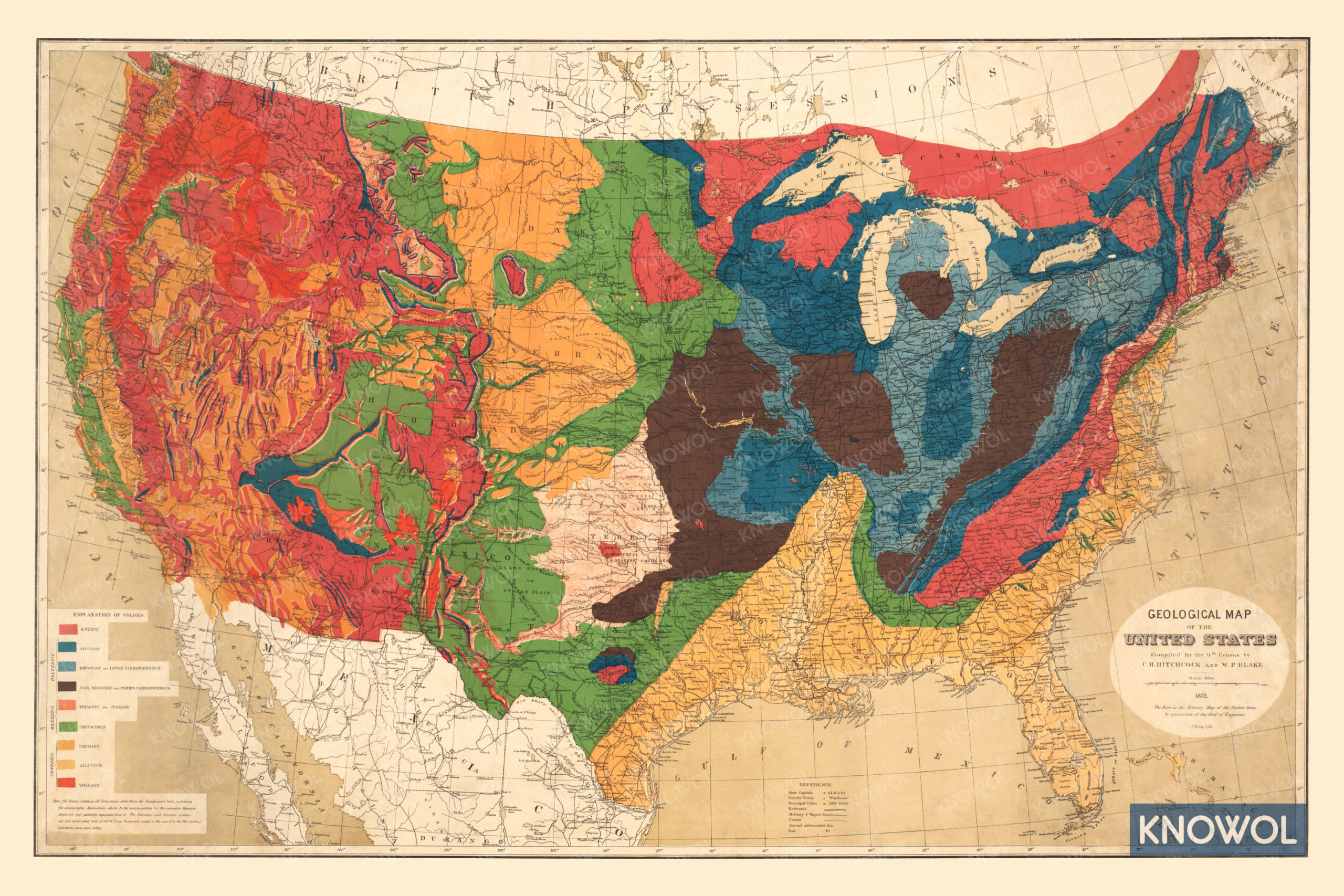 Restored Geological Map of the United States from 1872