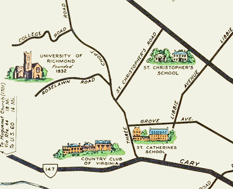 Illustrated Pictorial Map of Richmond, VA from 1937