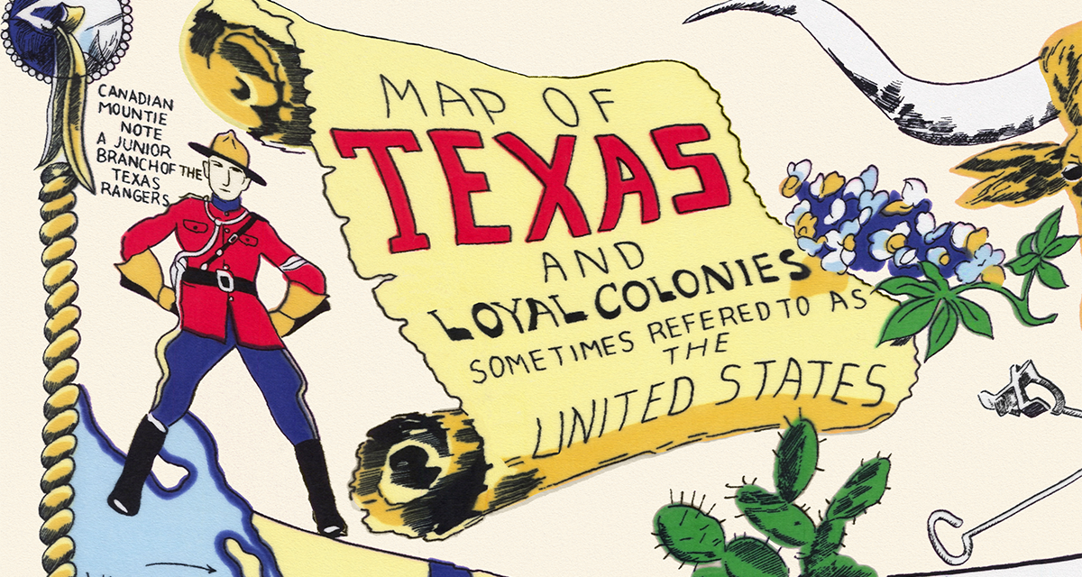 Map of Texas and Loyal Colonies, AKA the United States, 1960s