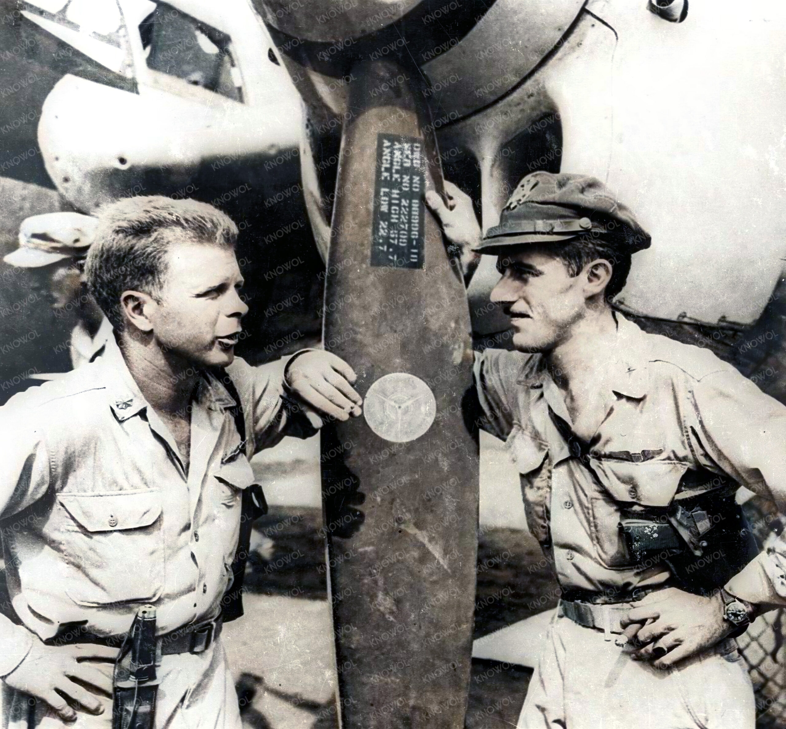 Majors Thomas B. McGuire Jr. and Richard I. Bong on Nov. 15, 1944, in the Philippines.