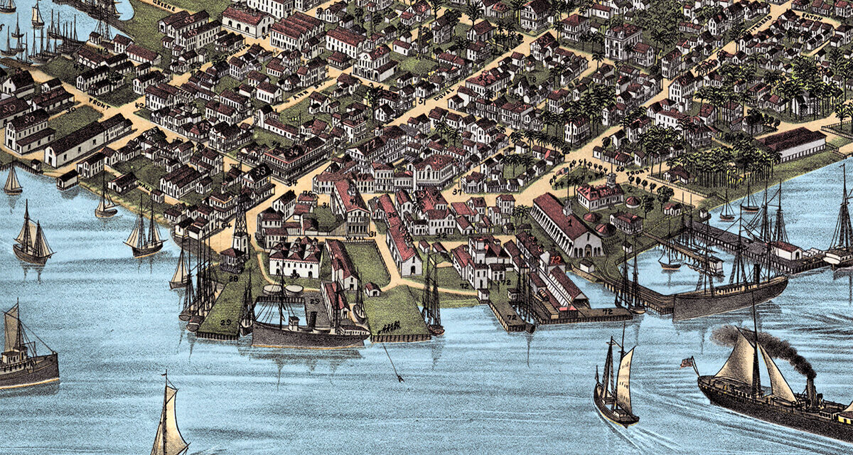 Restored Vintage Map of Key West, Florida from 1884