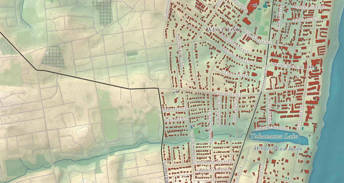 Map of Long Branch, New Jersey, Drawn Like an Old Atlas