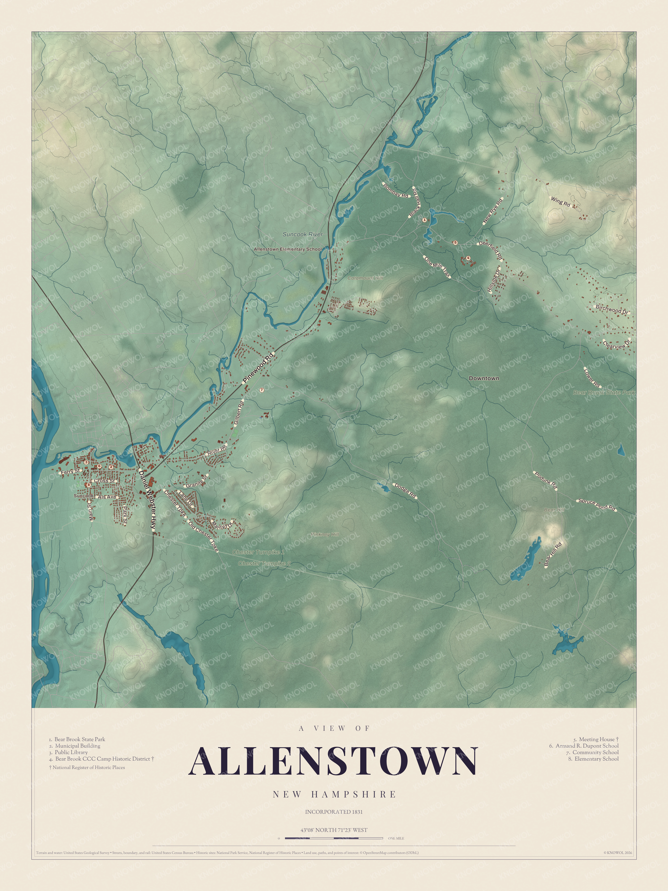 Watermarked full-map preview of Allenstown, New Hampshire