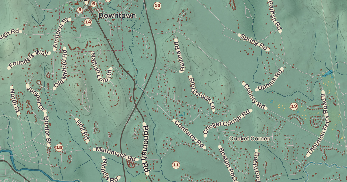 Map of Amherst, New Hampshire in 2026