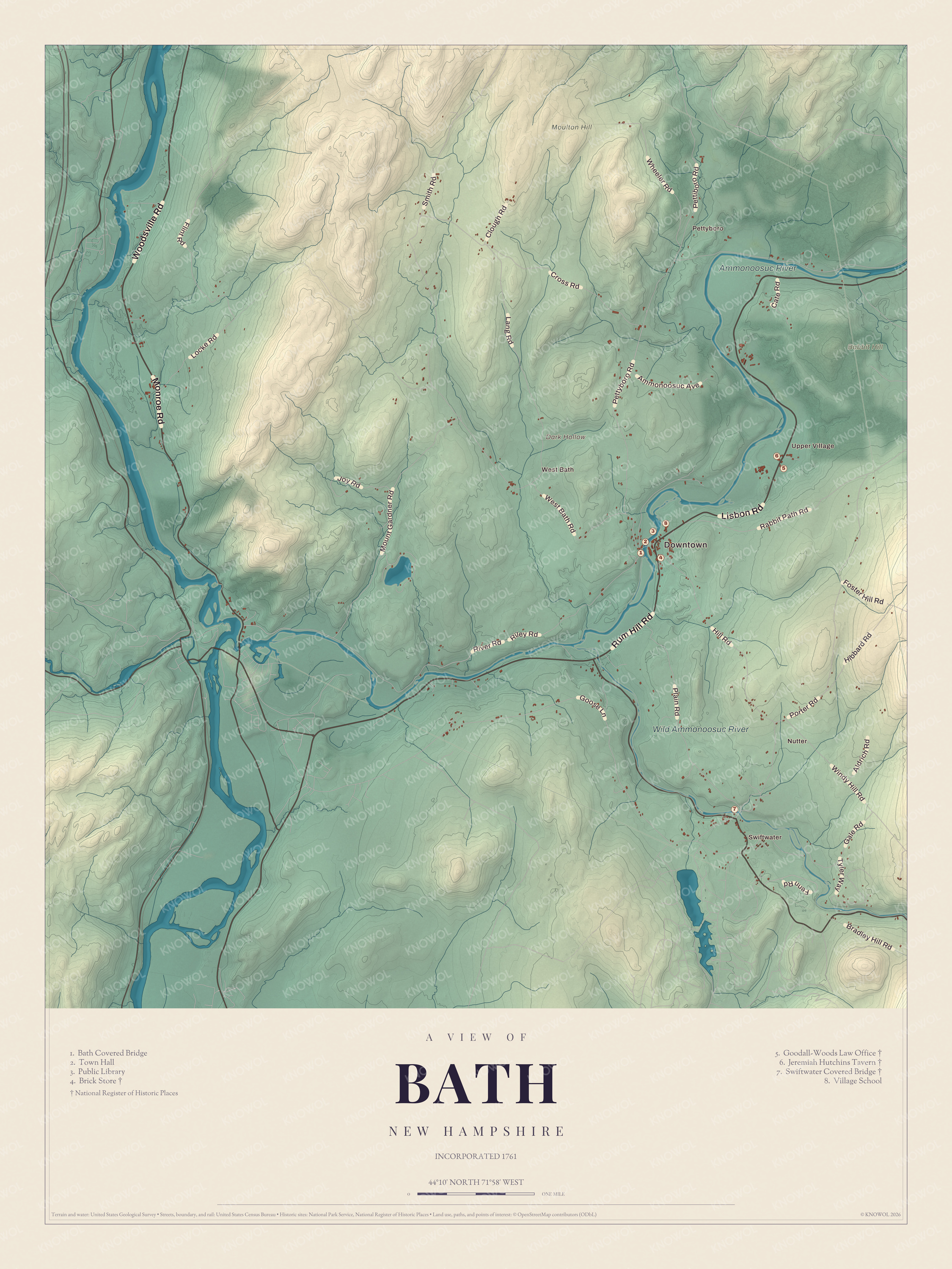 Watermarked full-map preview of Bath, New Hampshire
