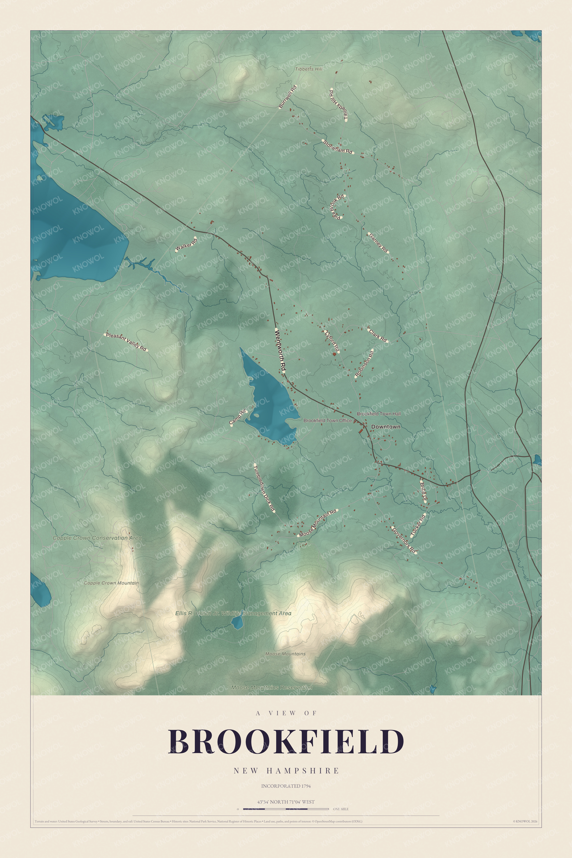 Watermarked full-map preview of Brookfield, New Hampshire