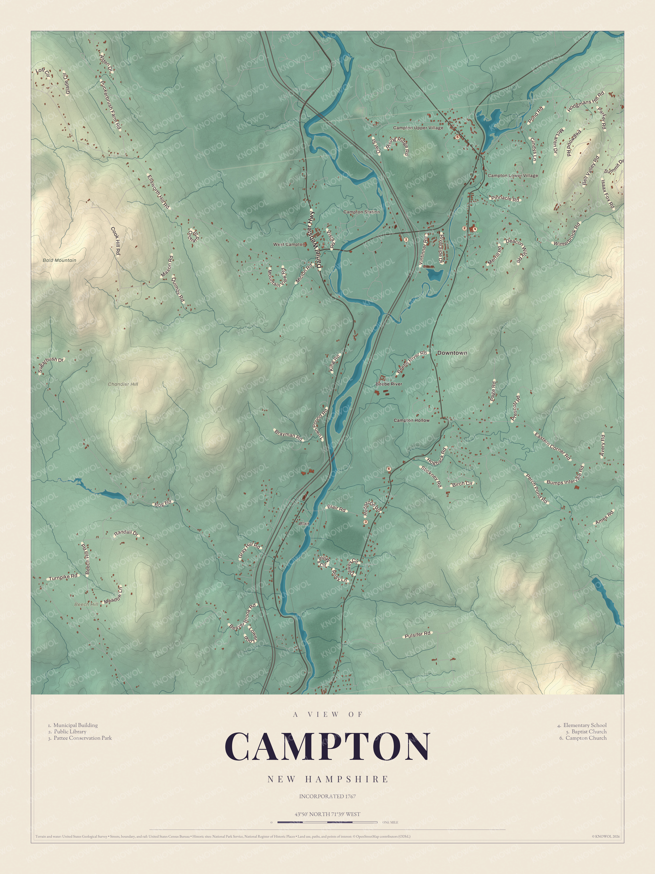 Watermarked full-map preview of Campton, New Hampshire