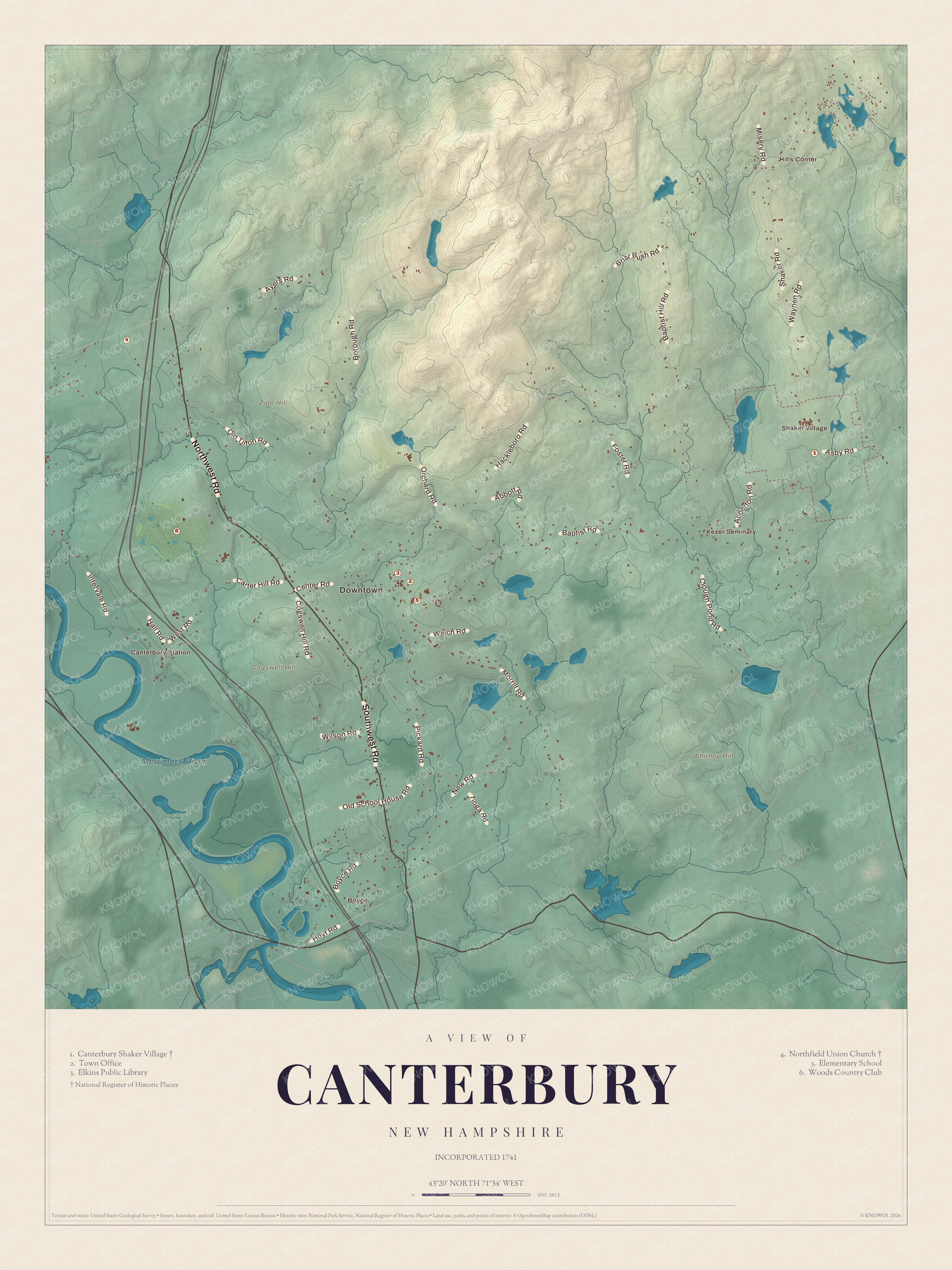Watermarked full-map preview of Canterbury, New Hampshire