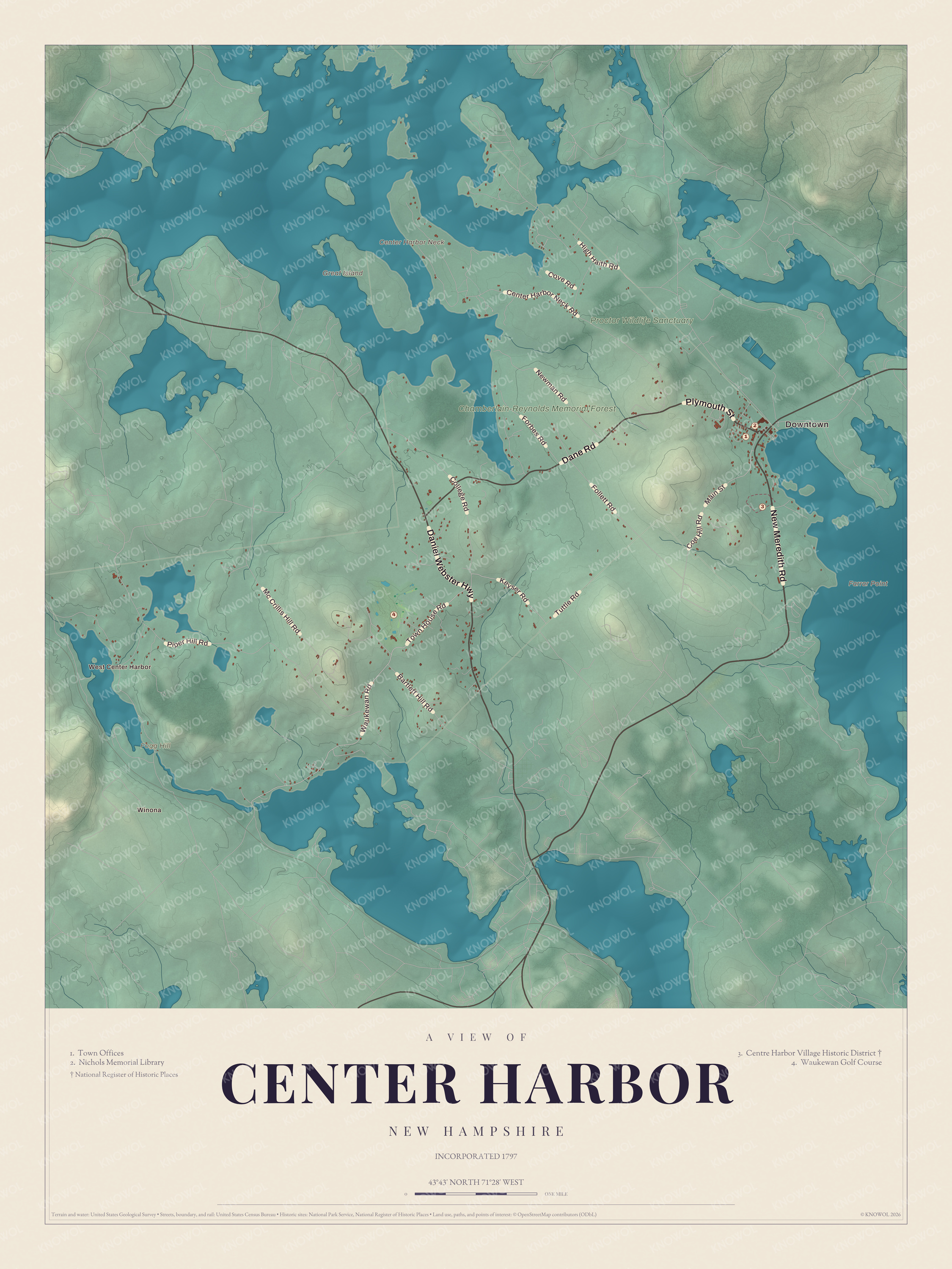 Watermarked full-map preview of Center Harbor, New Hampshire