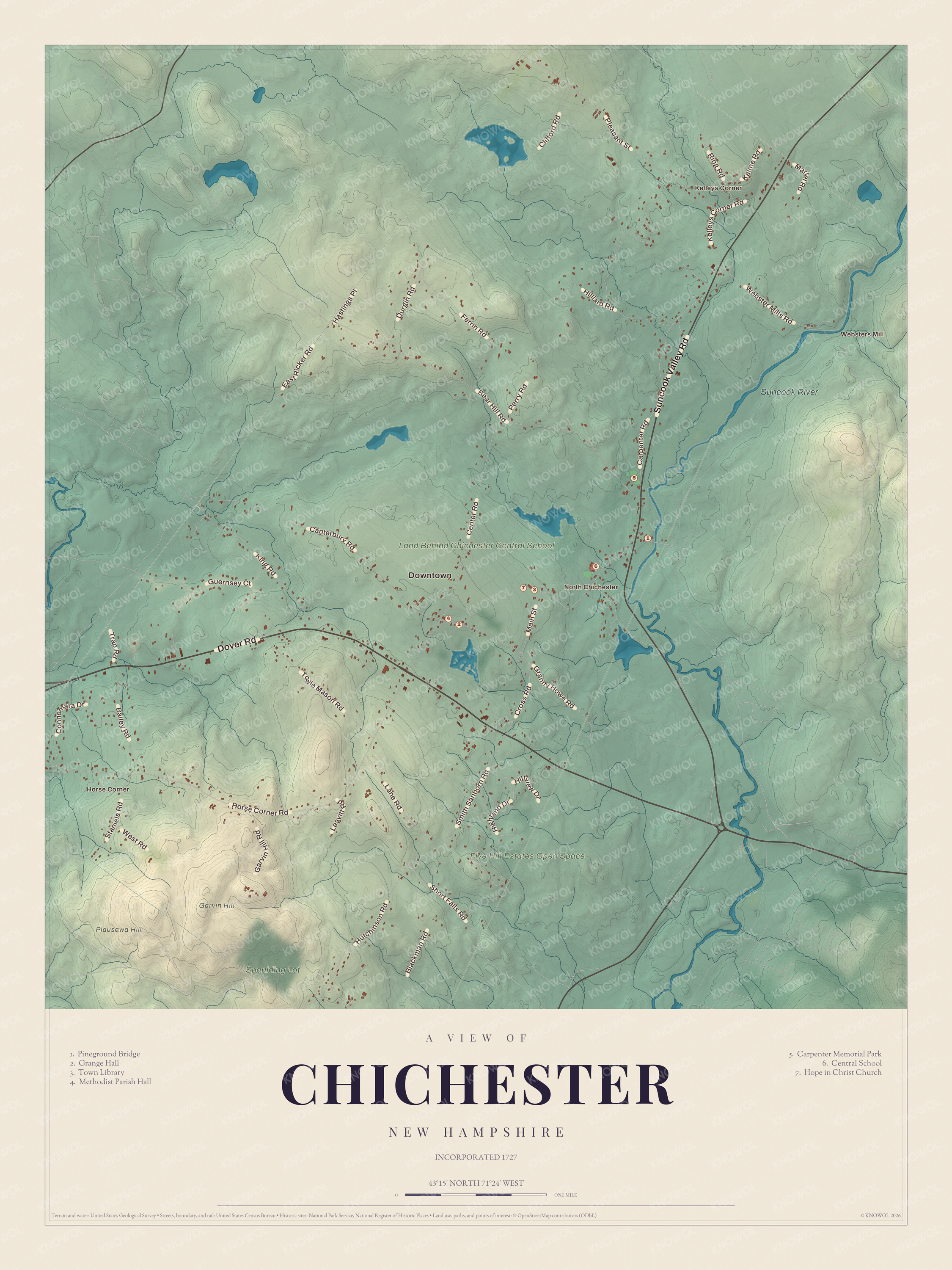 Watermarked full-map preview of Chichester, New Hampshire