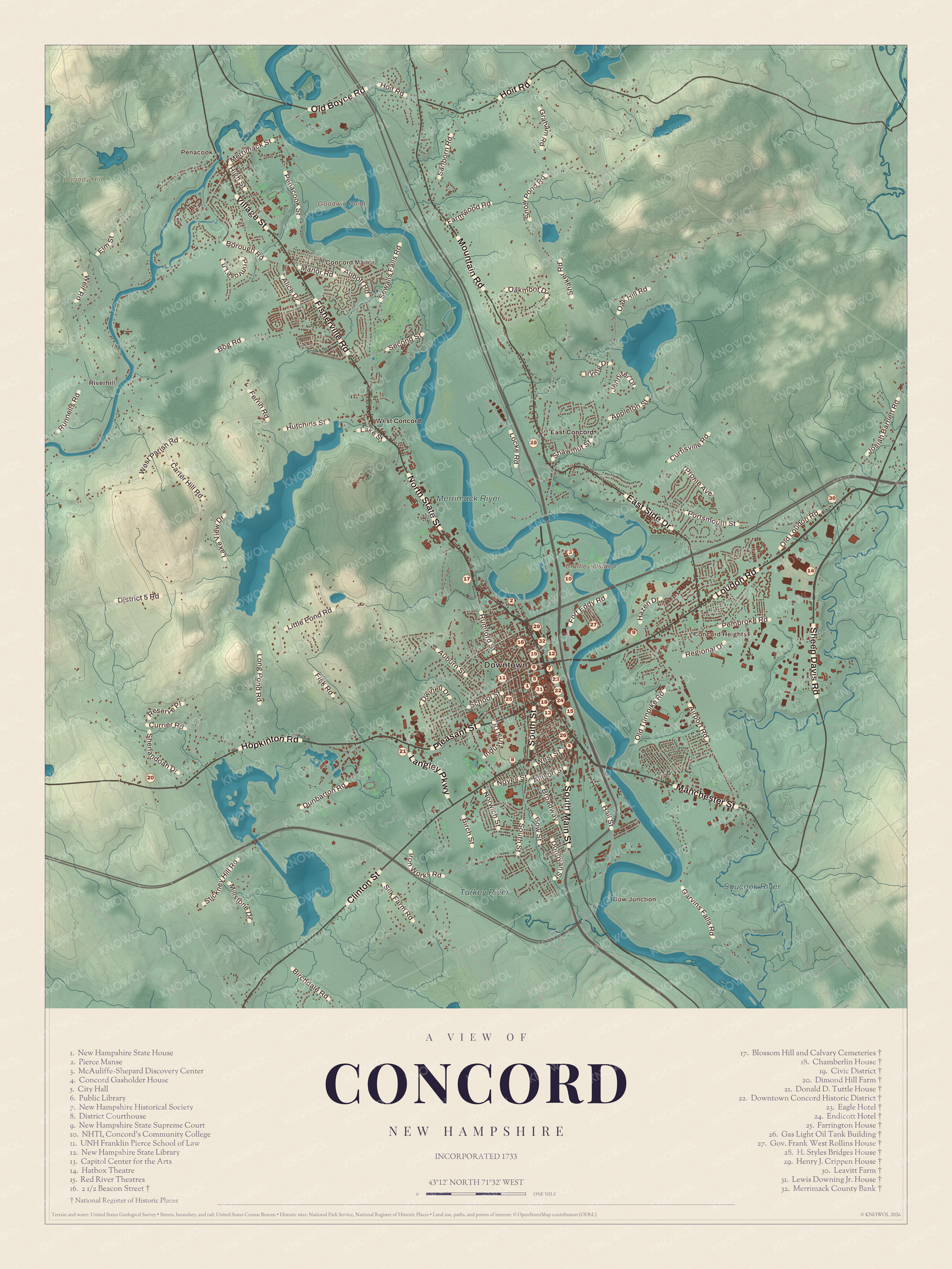 Watermarked full-map preview of Concord, New Hampshire