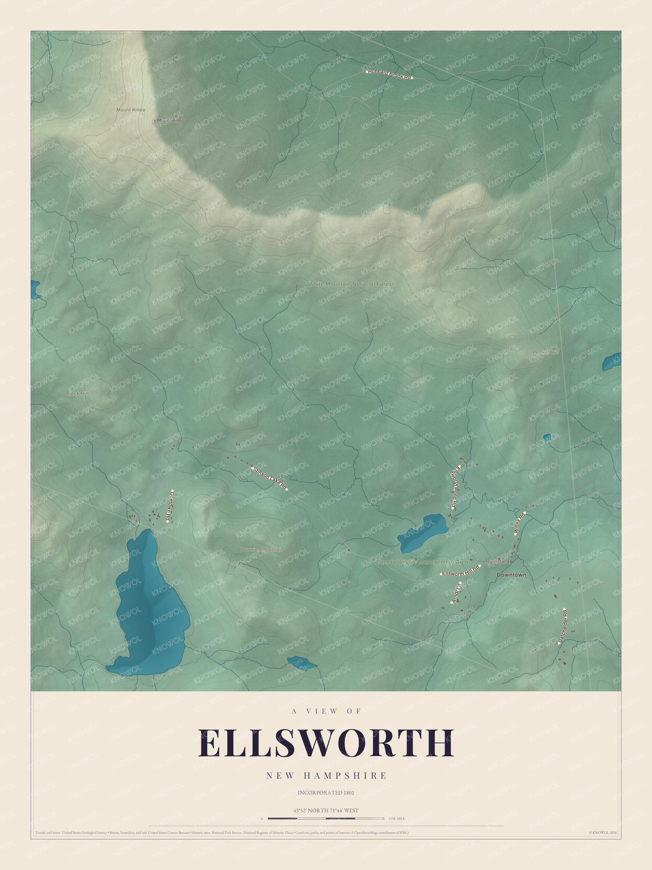 Watermarked full-map preview of Ellsworth, New Hampshire