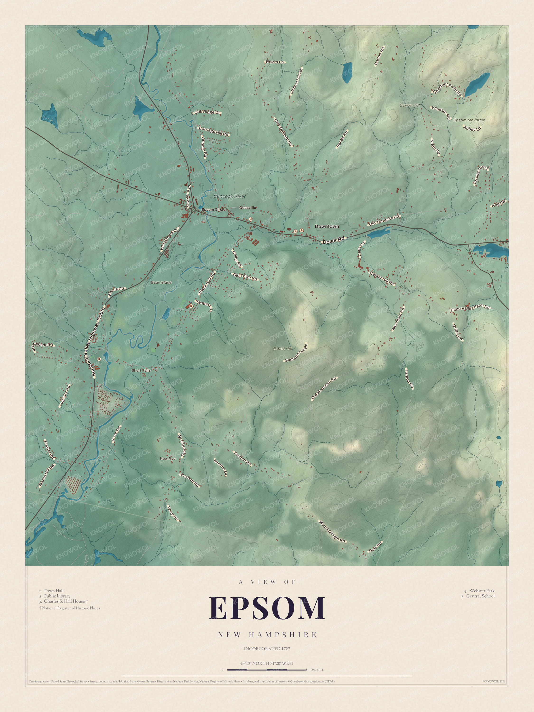 Watermarked full-map preview of Epsom, New Hampshire