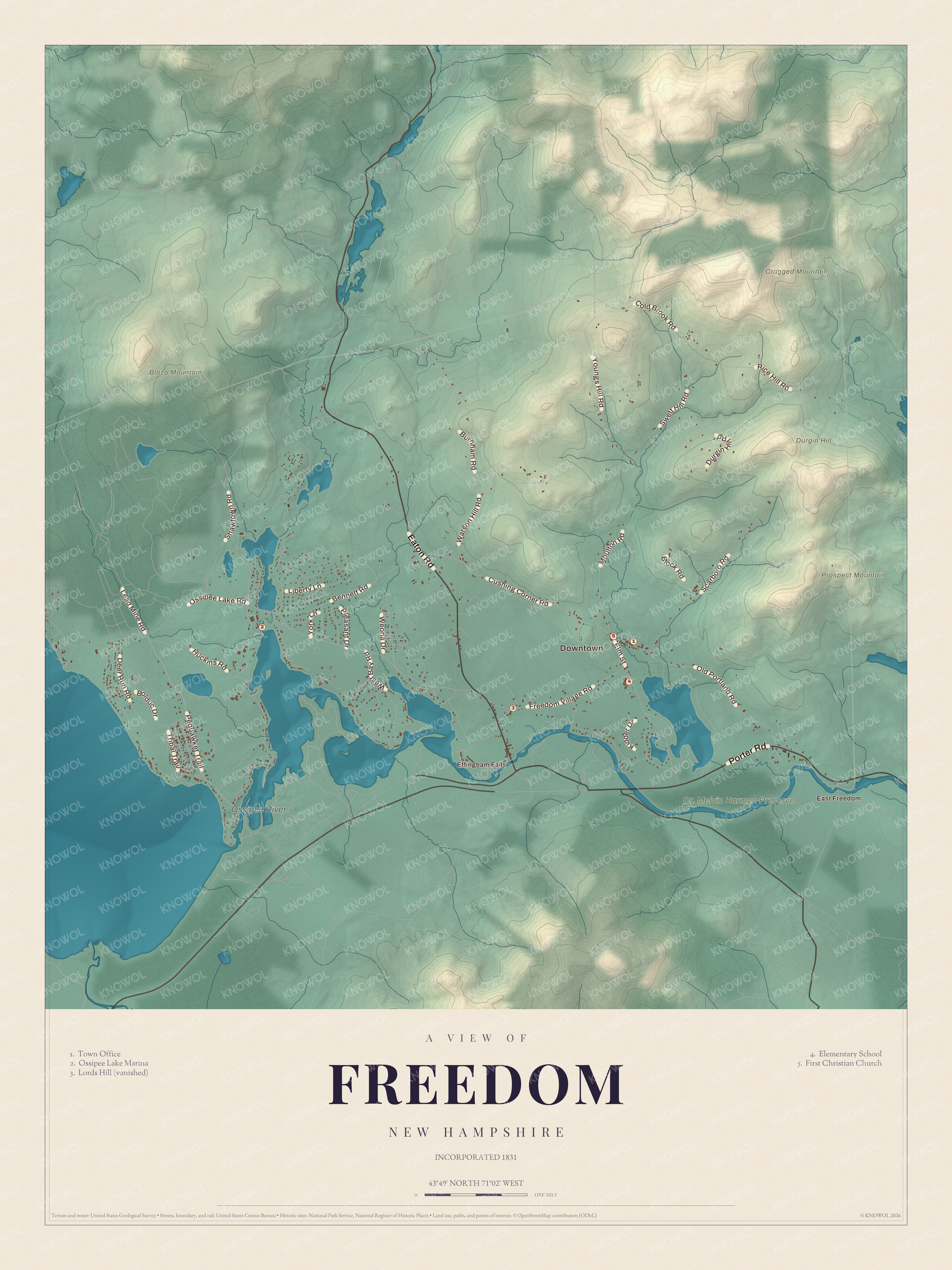 Watermarked full-map preview of Freedom, New Hampshire