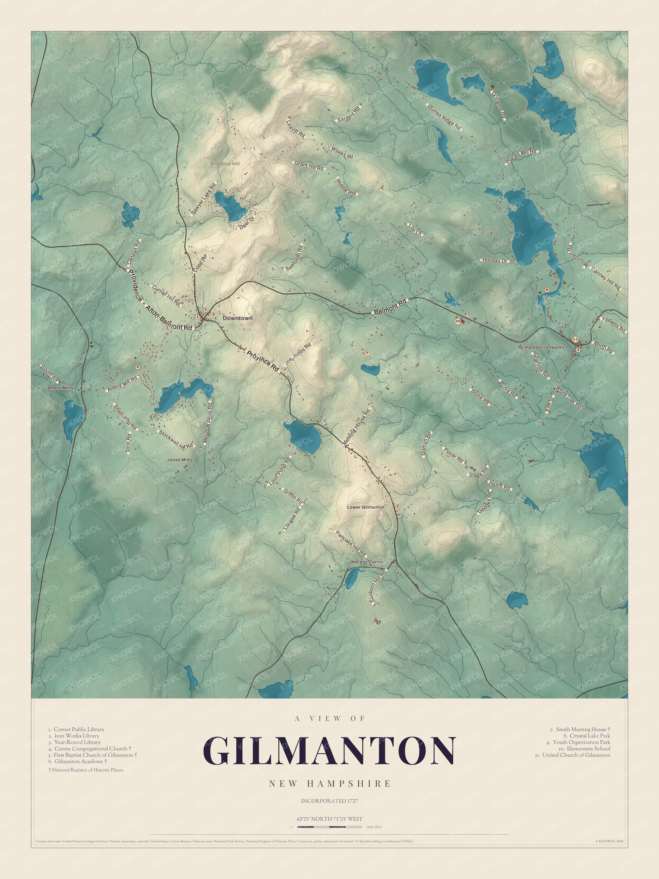 Watermarked full-map preview of Gilmanton, New Hampshire