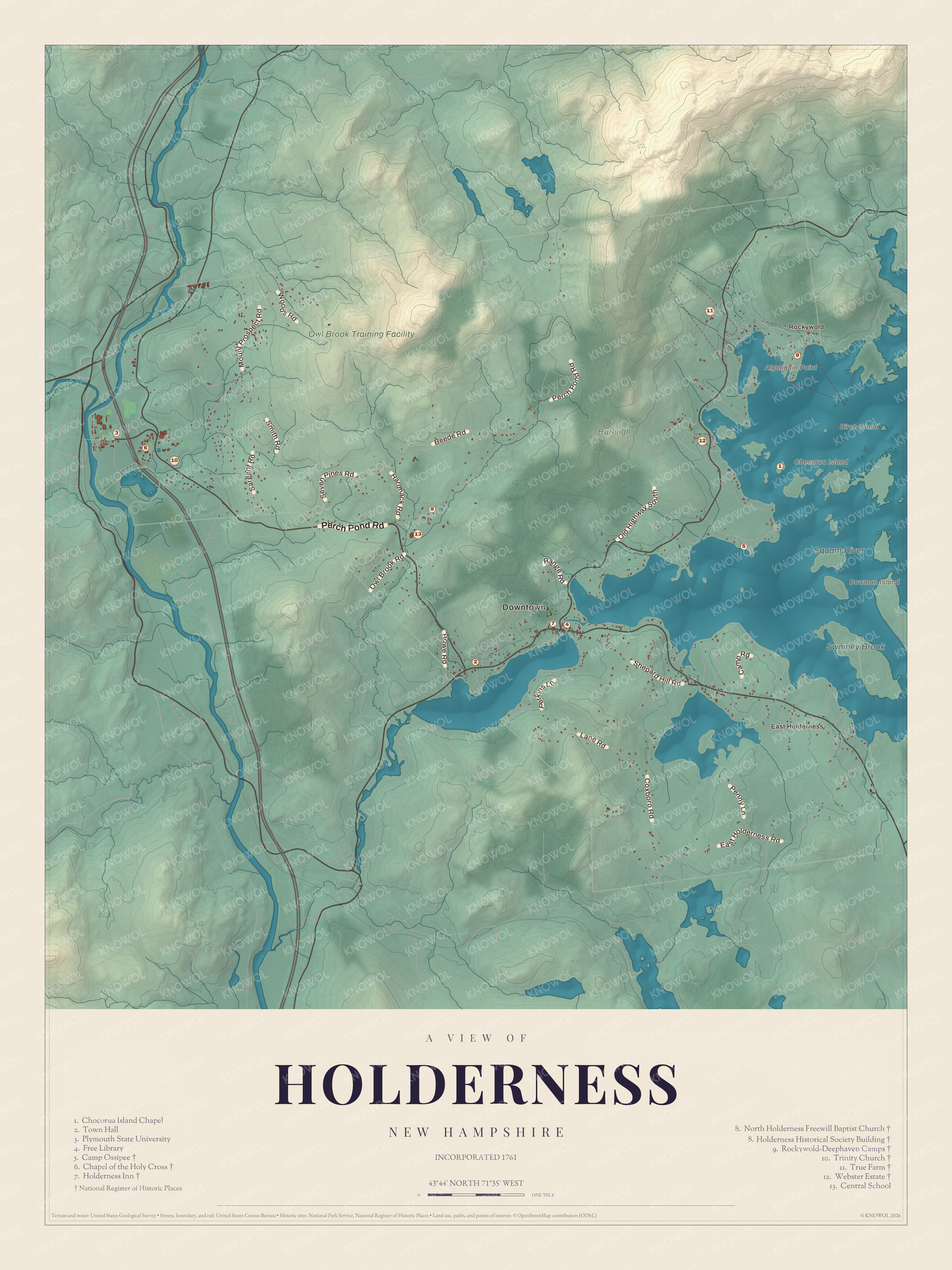Watermarked full-map preview of Holderness, New Hampshire