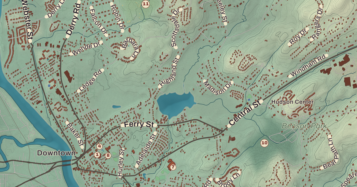 Map of Hudson, New Hampshire in 2026