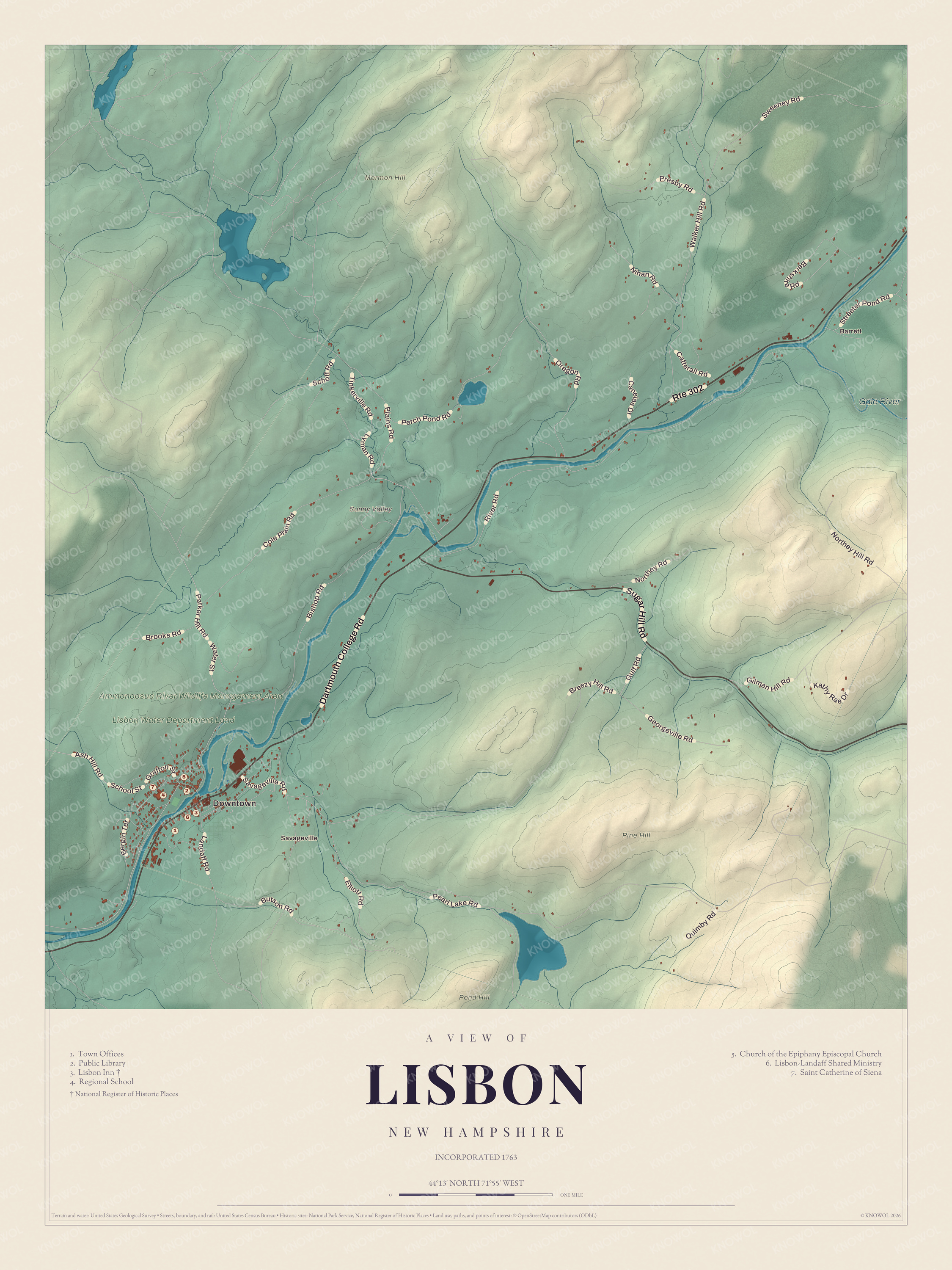 Watermarked full-map preview of Lisbon, New Hampshire