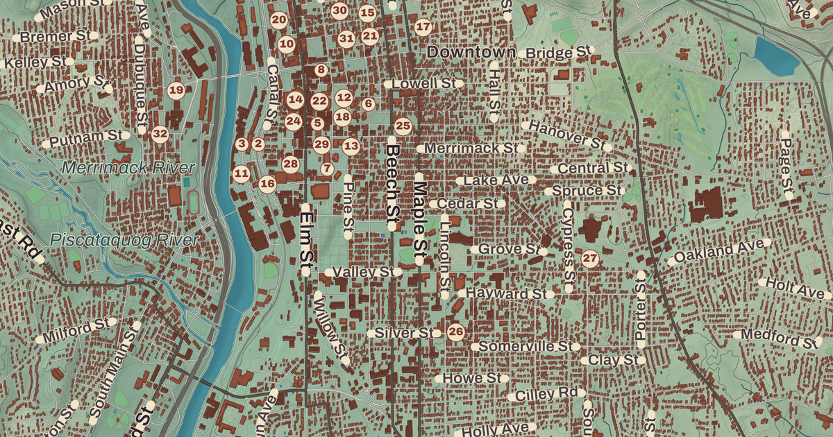 Map of Manchester, New Hampshire in 2026