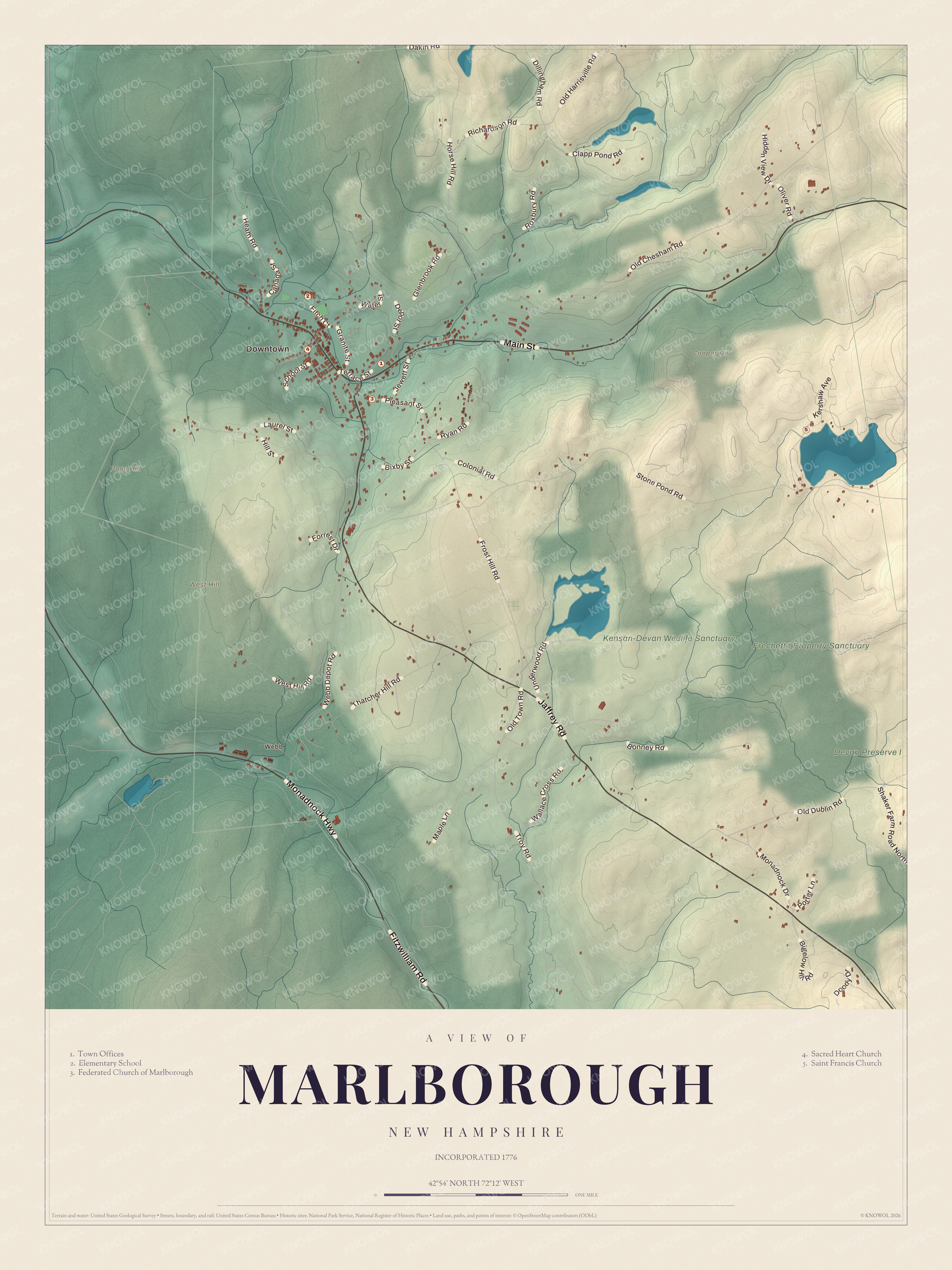 Watermarked full-map preview of Marlborough, New Hampshire