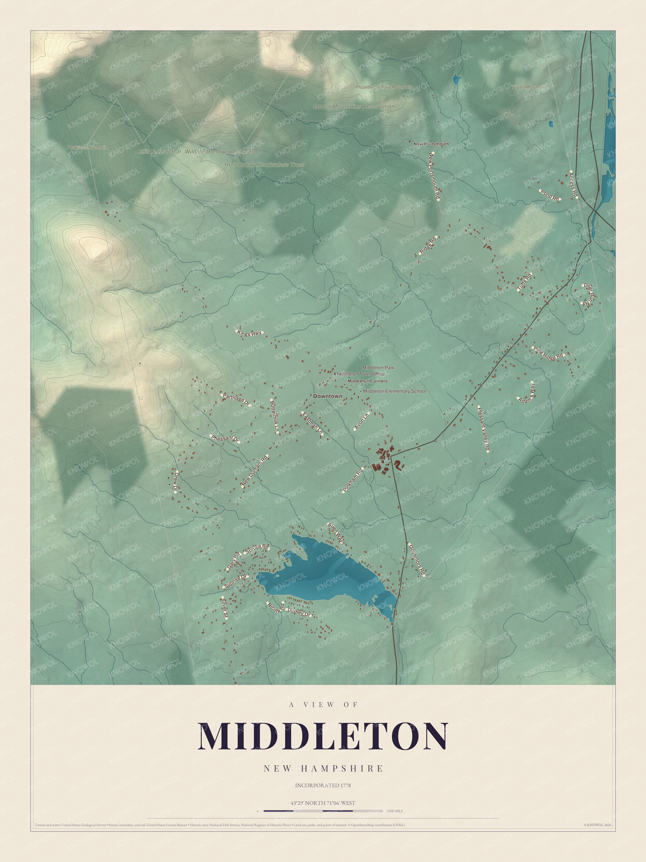 Watermarked full-map preview of Middleton, New Hampshire