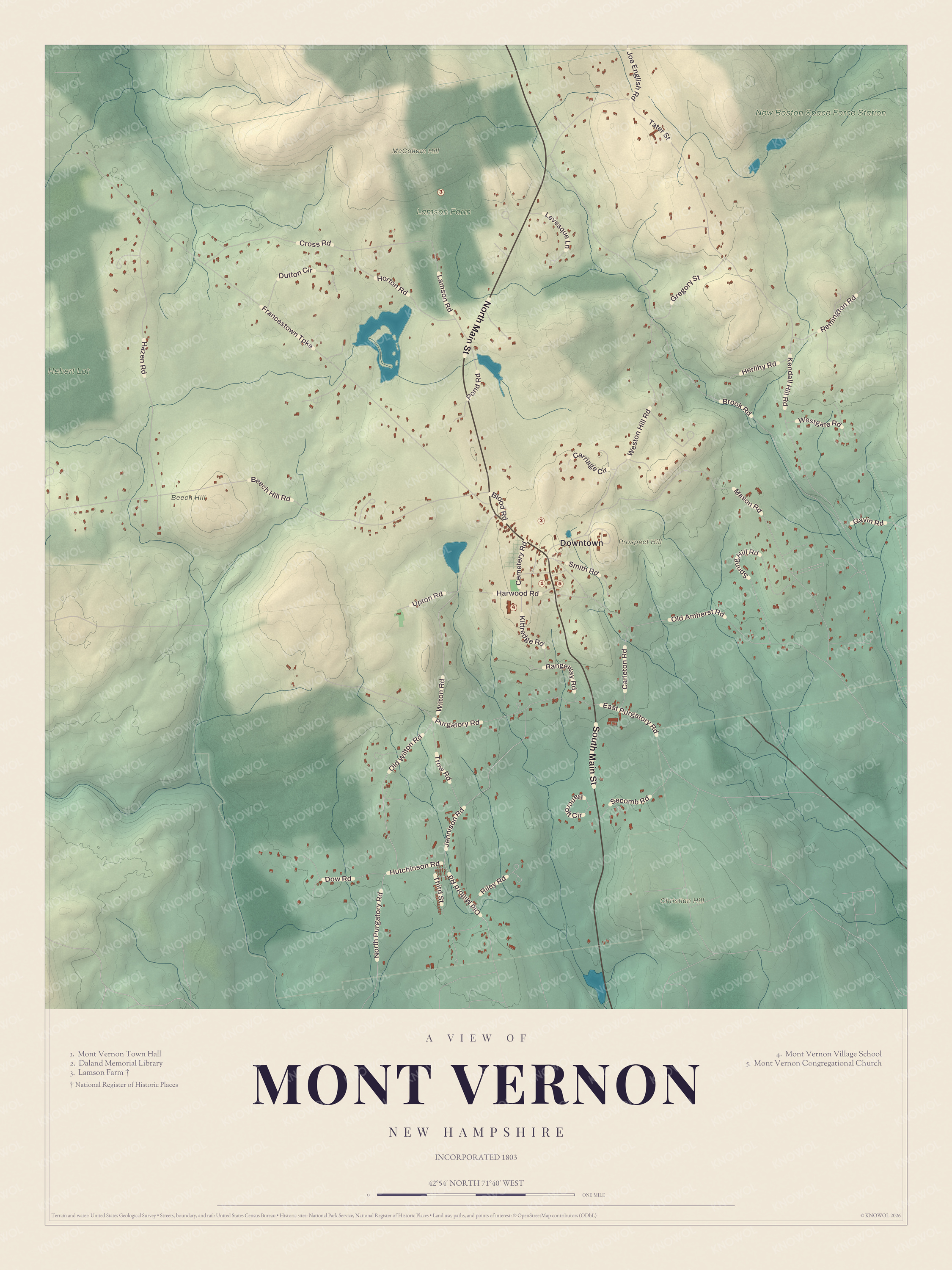 Watermarked full-map preview of Mont Vernon, New Hampshire
