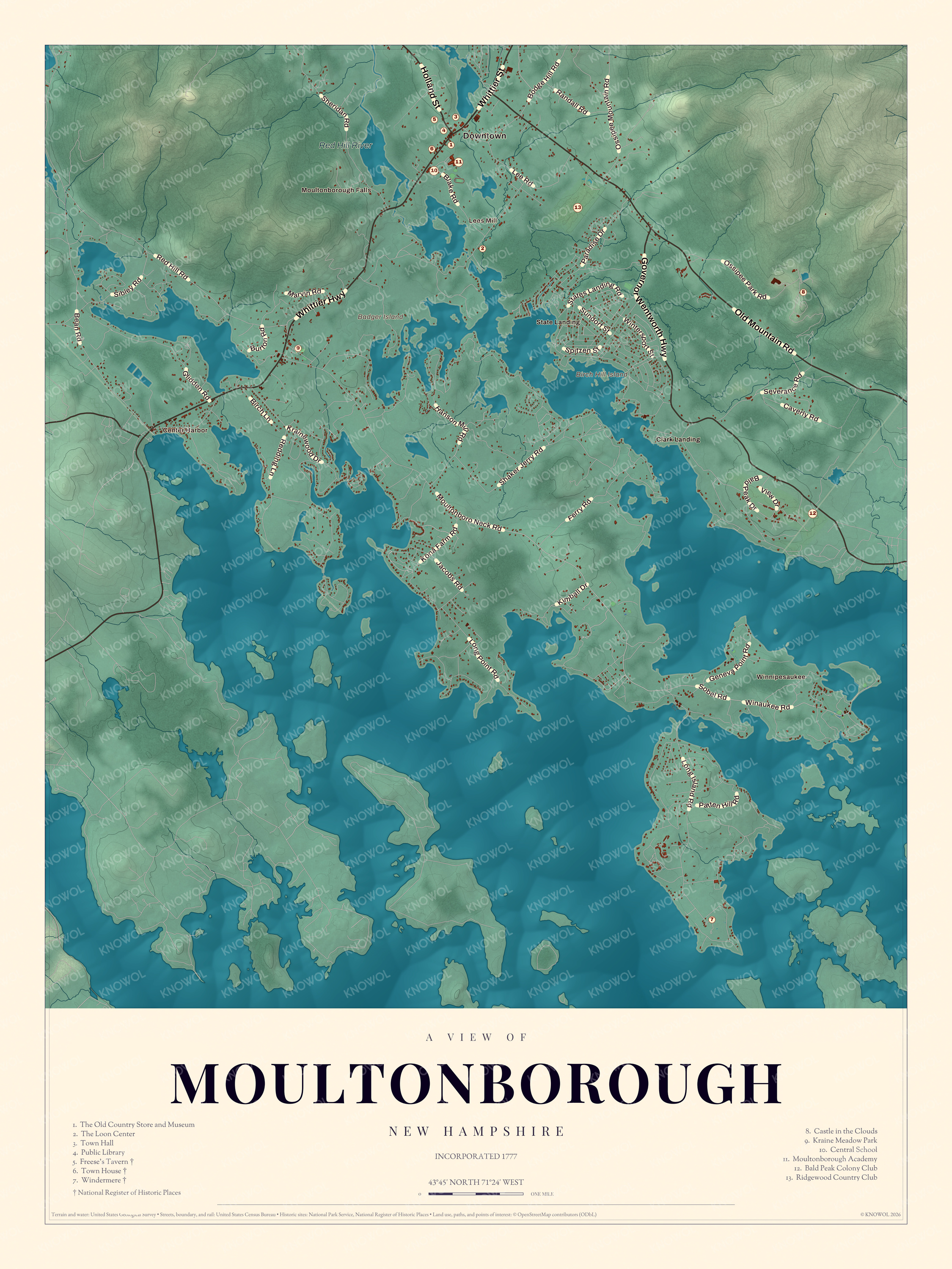 Watermarked full-map preview of Moultonborough, New Hampshire