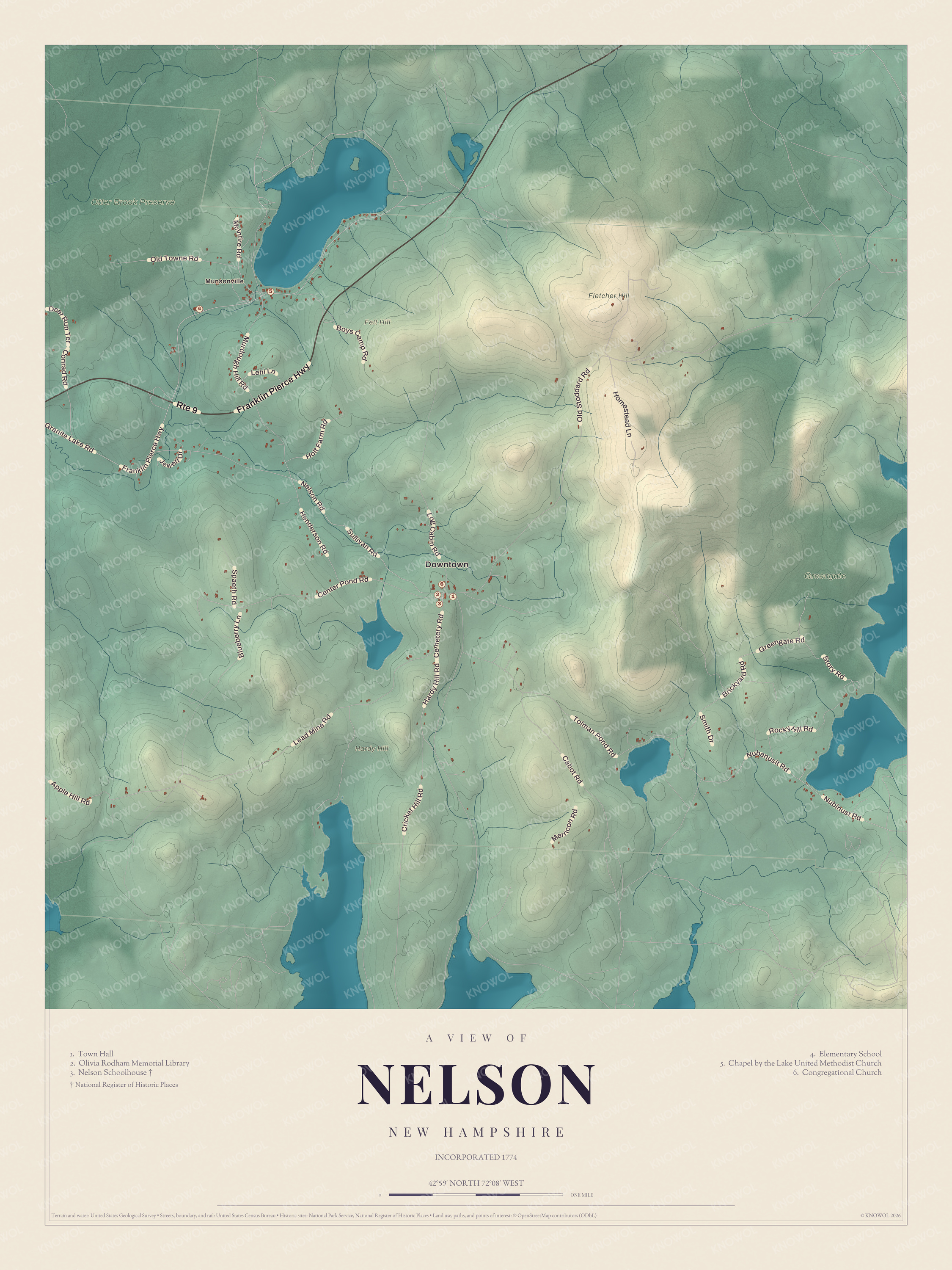 Watermarked full-map preview of Nelson, New Hampshire