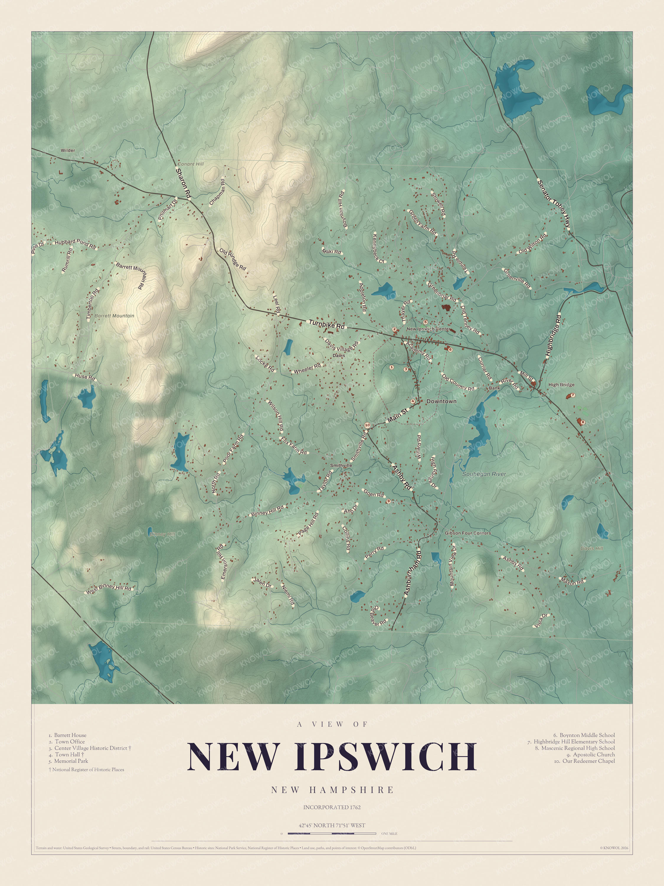 Watermarked full-map preview of New Ipswich, New Hampshire