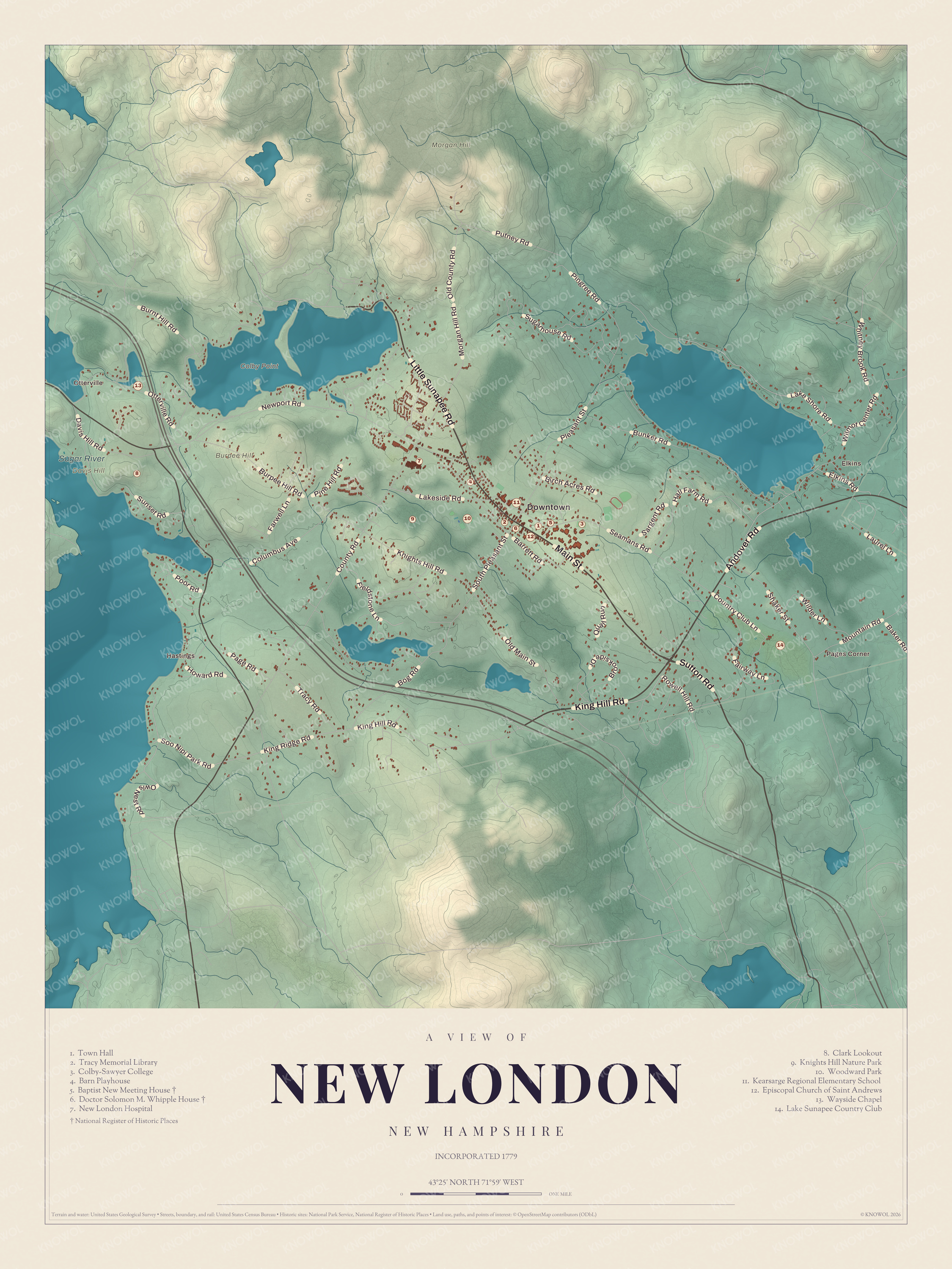 Watermarked full-map preview of New London, New Hampshire
